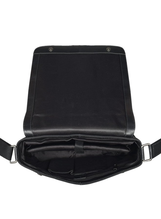 MAI SOLI Mens Solid Genuine Leather Multipocket Laptop Messenger Bag for Office - Black Grey - Image 5
