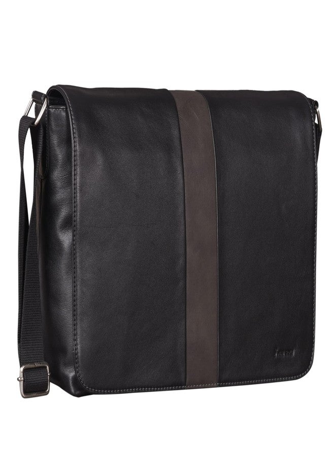 MAI SOLI Mens Solid Genuine Leather Multipocket Laptop Messenger Bag for Office - Black Grey - Image 2