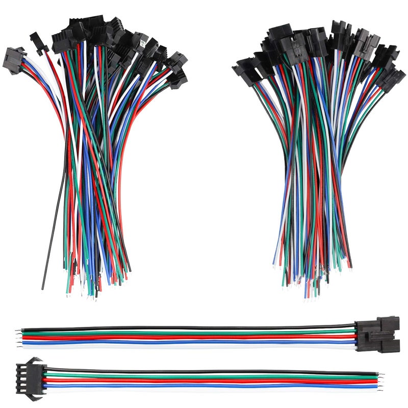 mxuteuk 20 Pairs 22 AWG JST SM Plug 5 Pin Male to Female LED Wire Connector Adapter Electrical Cable 150mm for 3528 5050