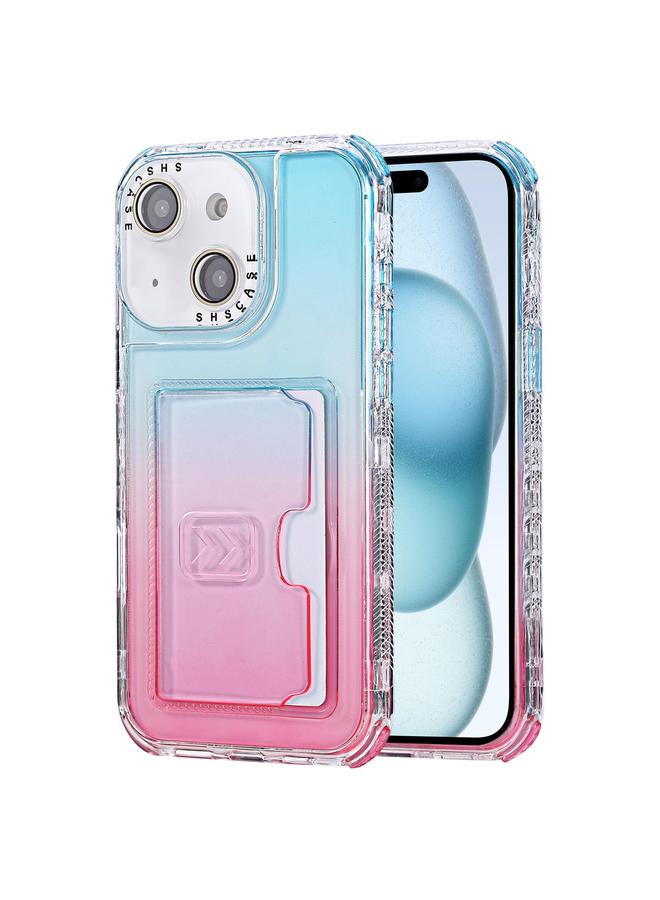 اس-توب جراب لهاتف iPhone 15 بلون متدرج مصنوع من مادة TPU + PC مع فتحة بطاقة وتغطية كاملة - Image 1