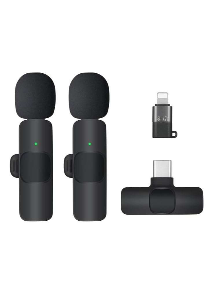 Generic Wireless Lavalier Microphone for iPhone and Type-C Android - Plug and Play, Noise Cancelling, Dual Mic, 2.4GHz for Video Recording, Streaming, Vlogging, Interviews, YouTube, TikTok, Zoom（Dual mic，4-pack）  - Image 1