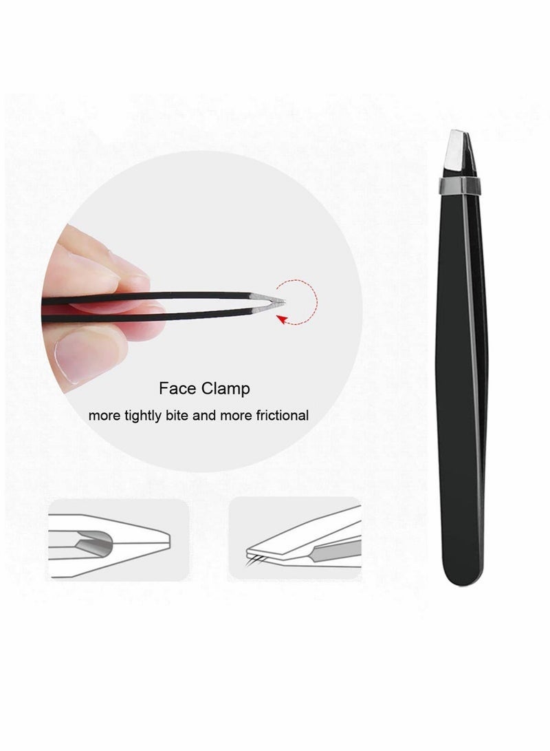 GlamKit Eyebrow Tweezers Slanted Tweezers for Eyebrow Trimming for Home and Salon Use Black - Image 3