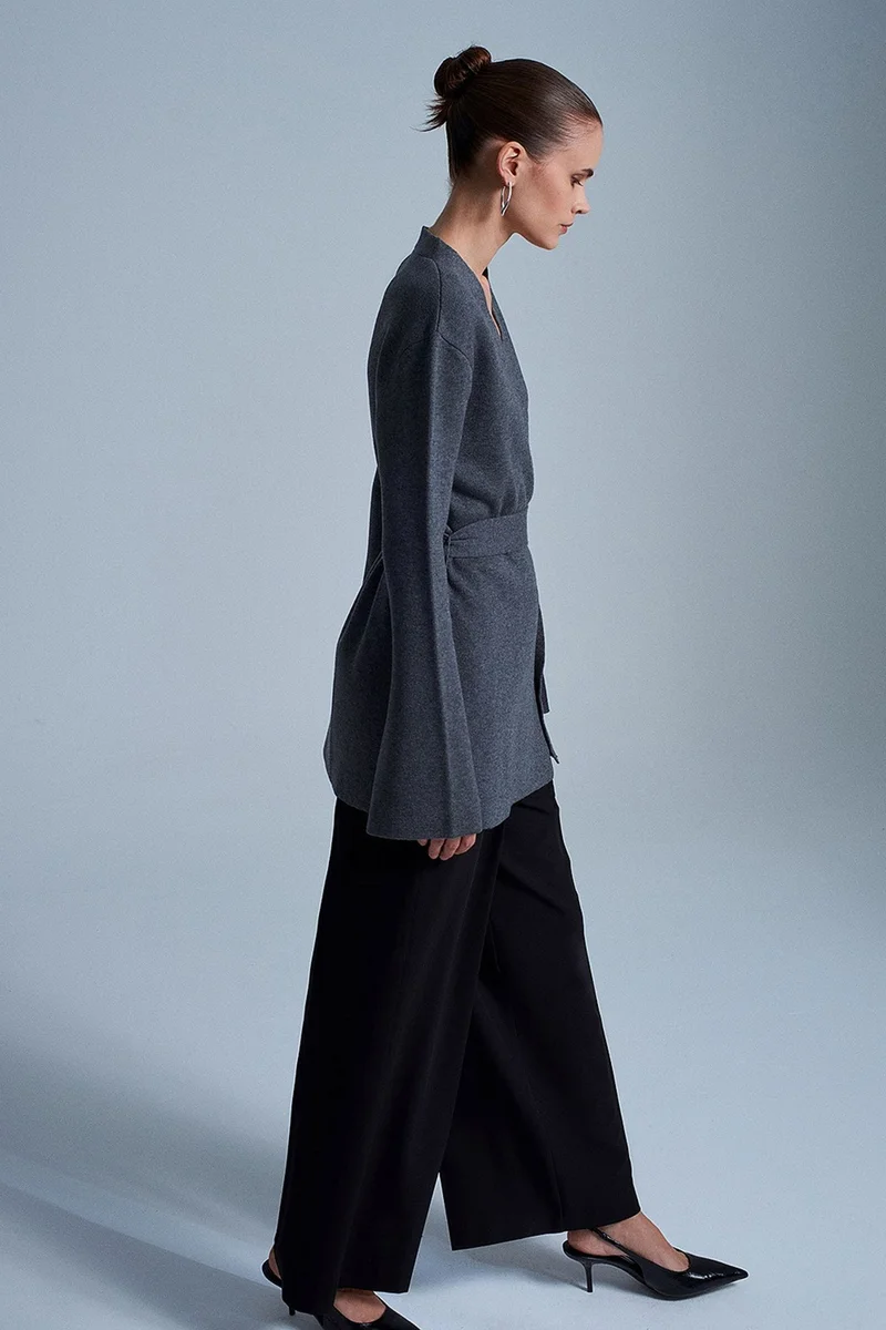 Dilvin Charcoal Grey DILVIN Women's Acrylic Wool Blend Cardigan for Women | Best Price UAE