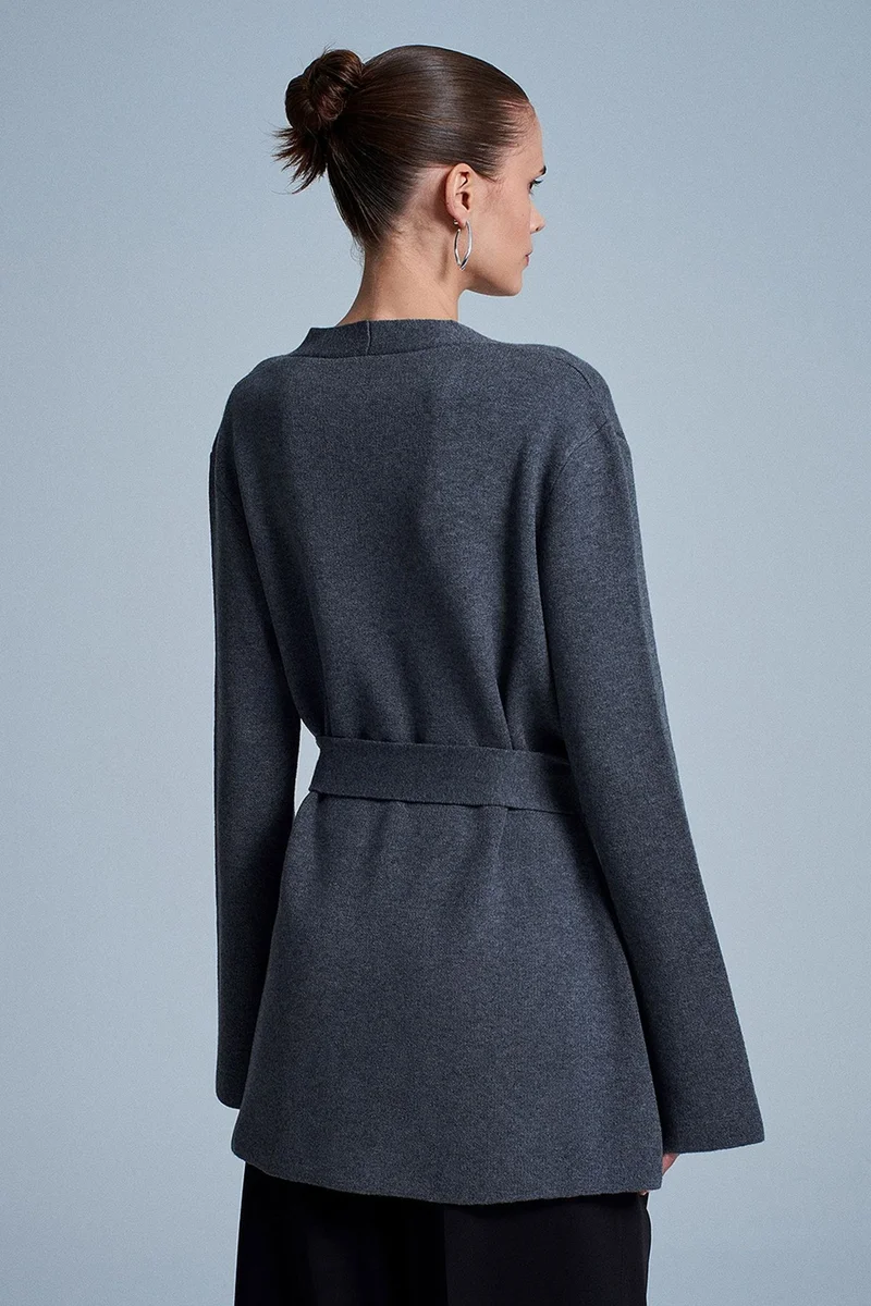 Dilvin Charcoal Grey DILVIN Women's Acrylic Wool Blend Cardigan for Women | Best Price UAE