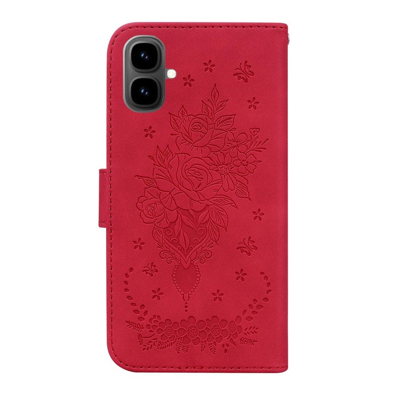 erorex For Tecno Pop 10 / Spark Go 2 4G  Rose Embossed Leather Phone Case(Red) - Image 4