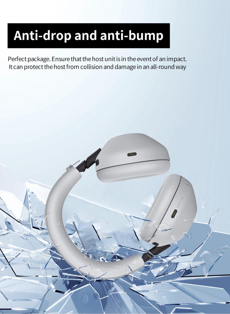 غطاء سماعة الرأس لسوني WH-1000XM6 3-في-1 حالة السيليكون الجلد مجموعة كاملة حماية حزمة الرأس غطاء وسادة الأذن الخارجية الداخلية للاكسسوارات (الرمادي) - Image 5