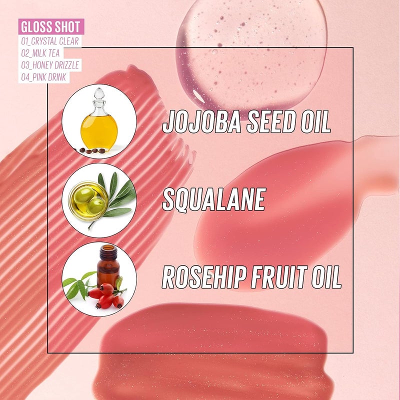 KAJA Lip Balm - Gloss Shot - Pink Drink Nude Beige Lip Gloss with White Pearls - High Shine Sheer Hydrating Non-Sticky Juicy Plumper Lips with Jojoba Oil Shea Butter 0.14 FL Oz - Image 4