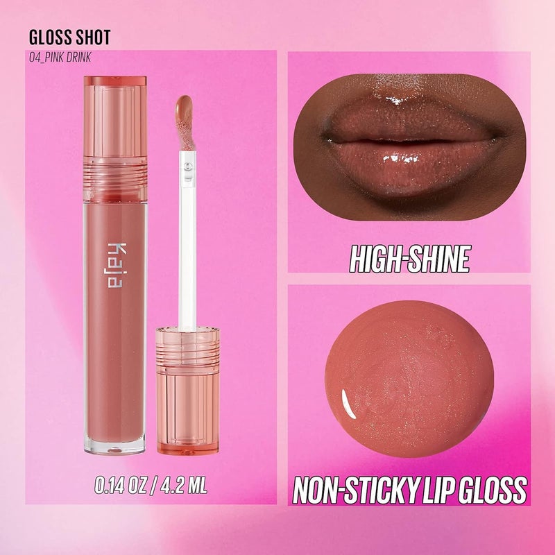 KAJA Lip Balm - Gloss Shot - Pink Drink Nude Beige Lip Gloss with White Pearls - High Shine Sheer Hydrating Non-Sticky Juicy Plumper Lips with Jojoba Oil Shea Butter 0.14 FL Oz - Image 3