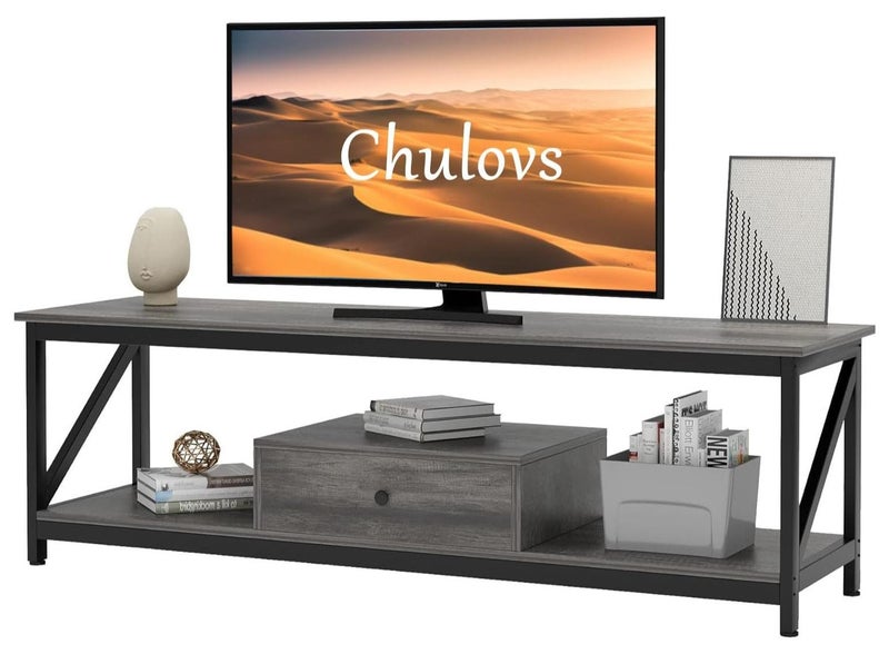 Chulovs Modern TV Stand for 60 inch TV with Storage Shelves, with a Drawer Wide TV Entertainment Center, Wooden TV Table with Metal Frame Sutible for Living Room - Image 1