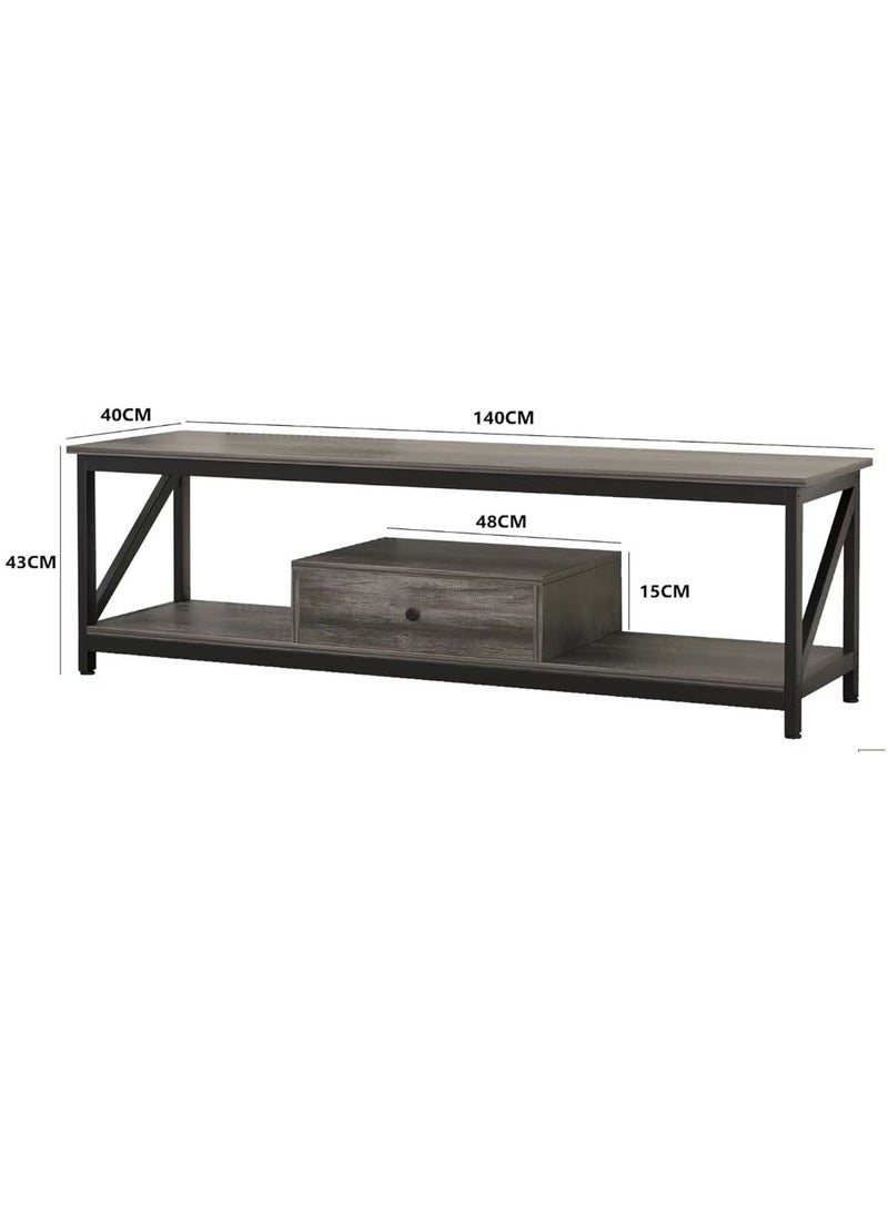 Chulovs - Modern TV Stand for 60 inch TV with Storage Shelves, with a Drawer Wide TV Entertainment Center, Wooden TV Table with Metal Frame Sutible for Living Room - Image 1