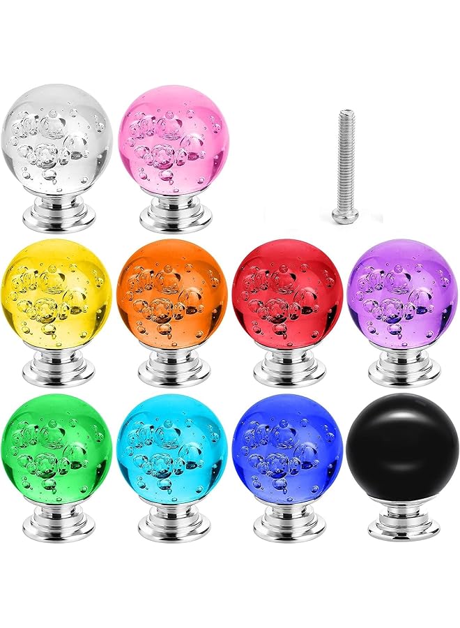 The Bros 10 PCS Colorful Cabinet Knobs Round Glass Bubbles Knobs 30mm Smooth Drawer Pulls Handle for Home, Cabinet, Drawer and Dresser with 10 Screws - Image 1