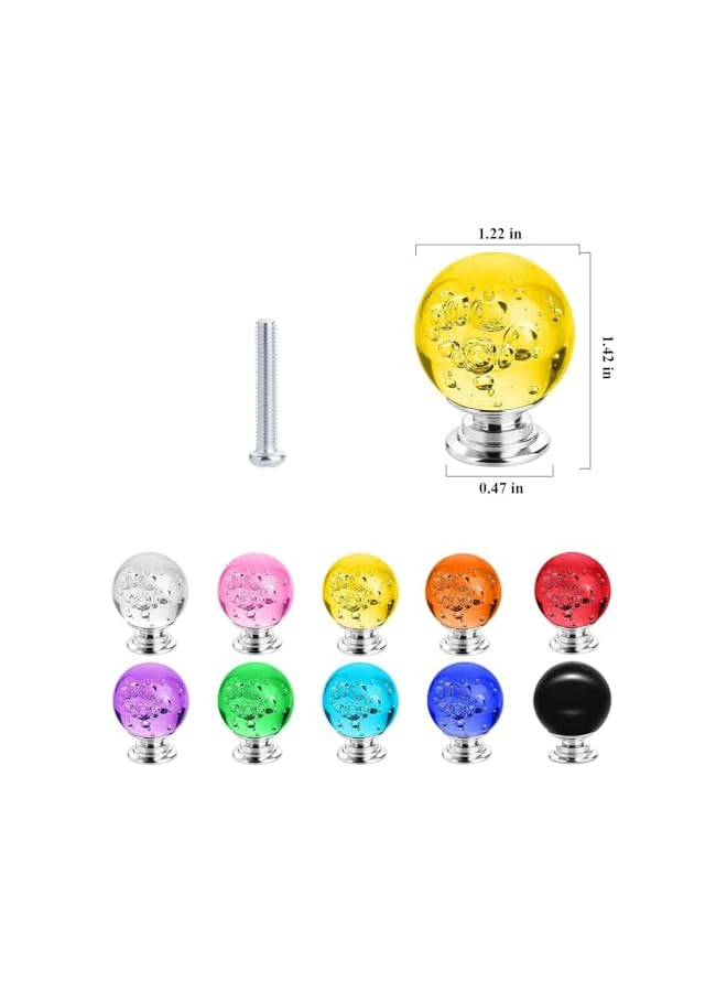 The Bros 10 PCS Colorful Cabinet Knobs Round Glass Bubbles Knobs 30mm Smooth Drawer Pulls Handle for Home, Cabinet, Drawer and Dresser with 10 Screws - Image 2