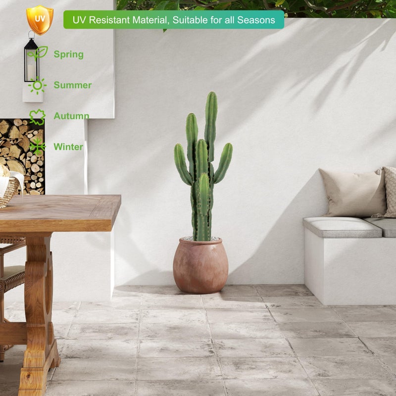 Nafresh UV-Resistant Artificial Fake Cactus Plants 4ft â€“ Large Faux Cowboy Cactus for Indoor & Outdoor Home, Office, or Garden Decor - Image 3