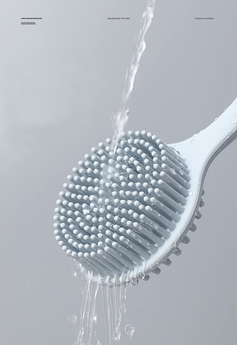 NILKANTH NIL KANTH - Ultra-Soft Silicone Back Scrubber Shower Bath Body Brush with a Long Handle, 100% BPA-Free, Hypoallergenic, Eco-Friendly, Blue - Image 4