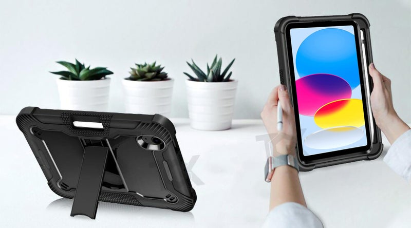 TGK Slim Heavy Duty Shockproof Protection Kickstand Hybrid Case Cover for Ipad 10Th Gen 10.9 Inch 2022 (A2757 / A2777 / A2696) iPad A16 11.0 inch 2025 with Pencil Holder, Black - Image 5