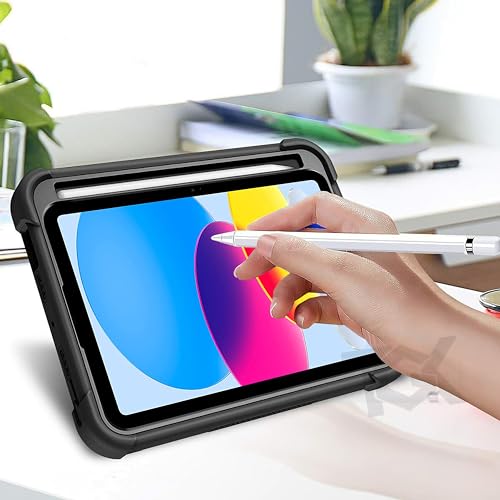 TGK Slim Heavy Duty Shockproof Protection Kickstand Hybrid Case Cover for Ipad 10Th Gen 10.9 Inch 2022 (A2757 / A2777 / A2696) iPad A16 11.0 inch 2025 with Pencil Holder, Black - Image 4