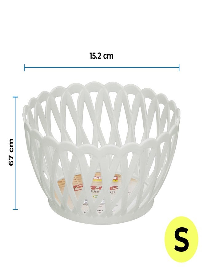 RATAN PLASTICWARE سلة تخزين بلاستيكية صغيرة من الخيزران من راتان بلاستيك وير للفواكه والخضراوات والوجبات الخفيفة - تصميم منسوج مزخرف للمطبخ وطاولة الطعام والاستخدام المنزلي | عبوة من 3 قطع - لون أبيض كريمي - Image 2