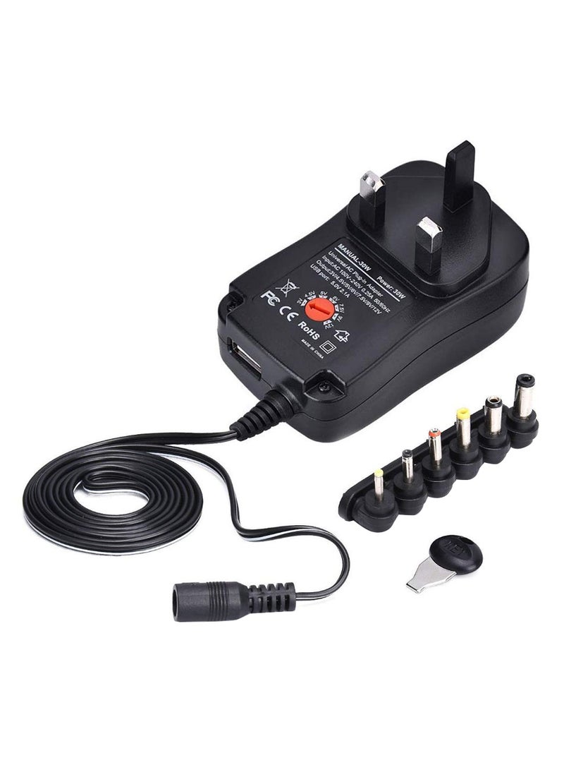 12W Universal AC And DC Adapter With Tip Black - Image 2