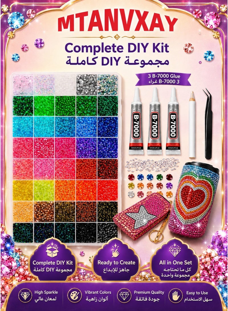 ATRJSZ 40 Colors 50000Pcs Resin Jelly Rhinestones for Bedazzling, Multicolor 3mm Flatback Gems for Diamond Art, Bedazzler Kit with 3Pcs 10ml B7000 Jewelry Glue for Nail Art Crafting Book Makeup - Image 3