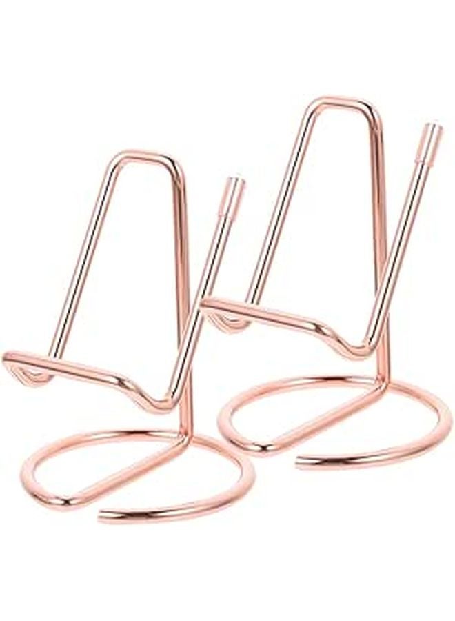 Rose Gold Metal Phone Stand Holder 2 Pack Portable Desktop Support for Office Home - Image 1