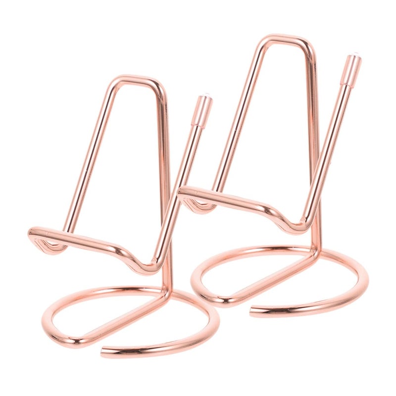 Rose Gold Metal Phone Stand Holder 2 Pack Portable Desktop Support for Office Home - Image 2