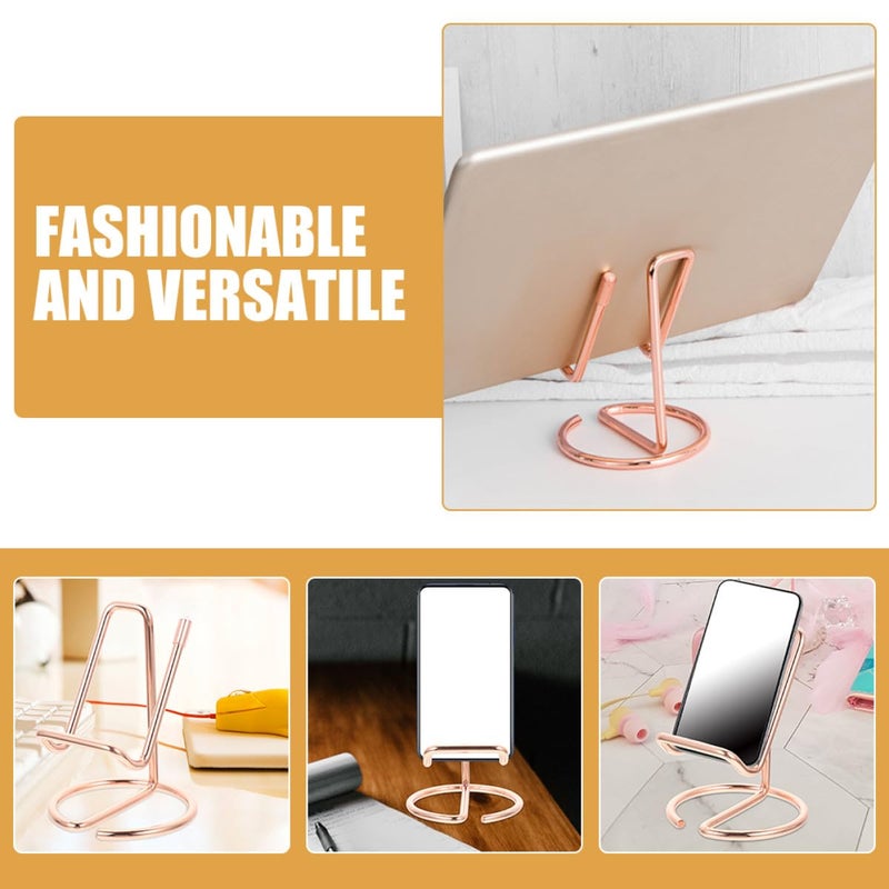 Rose Gold Metal Phone Stand Holder 2 Pack Portable Desktop Support for Office Home - Image 5