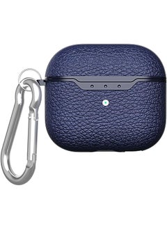 For Airpods 4Th Generation Case Compatible With Airpods 4 Gen 2024 Usb C Premium Faux Pu Leather Drop Protection Cover With Keychain Navy Blue