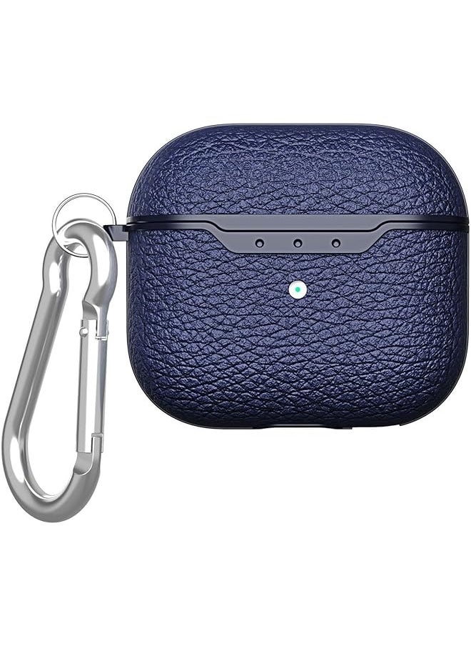 erorex - For Airpods 4Th Generation Case Compatible With Airpods 4 Gen 2024 Usb C Premium Faux Pu Leather Drop Protection Cover With Keychain Navy Blue - Image 1