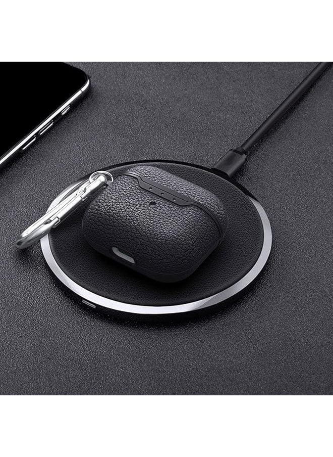 erorex - For Airpods 4Th Generation Case Compatible With Airpods 4 Gen 2024 Usb C Premium Faux Pu Leather Drop Protection Cover With Keychain Navy Blue - Image 1