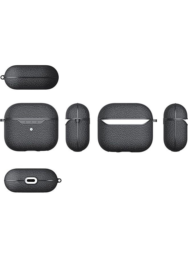 erorex - For Airpods 4Th Generation Case Compatible With Airpods 4 Gen 2024 Usb C Premium Faux Pu Leather Drop Protection Cover With Keychain Navy Blue - Image 1