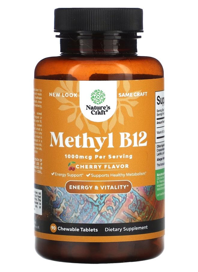 Nature's Craft Methyl B12 Cherry 1000 mcg 90 Chewable Tablets 