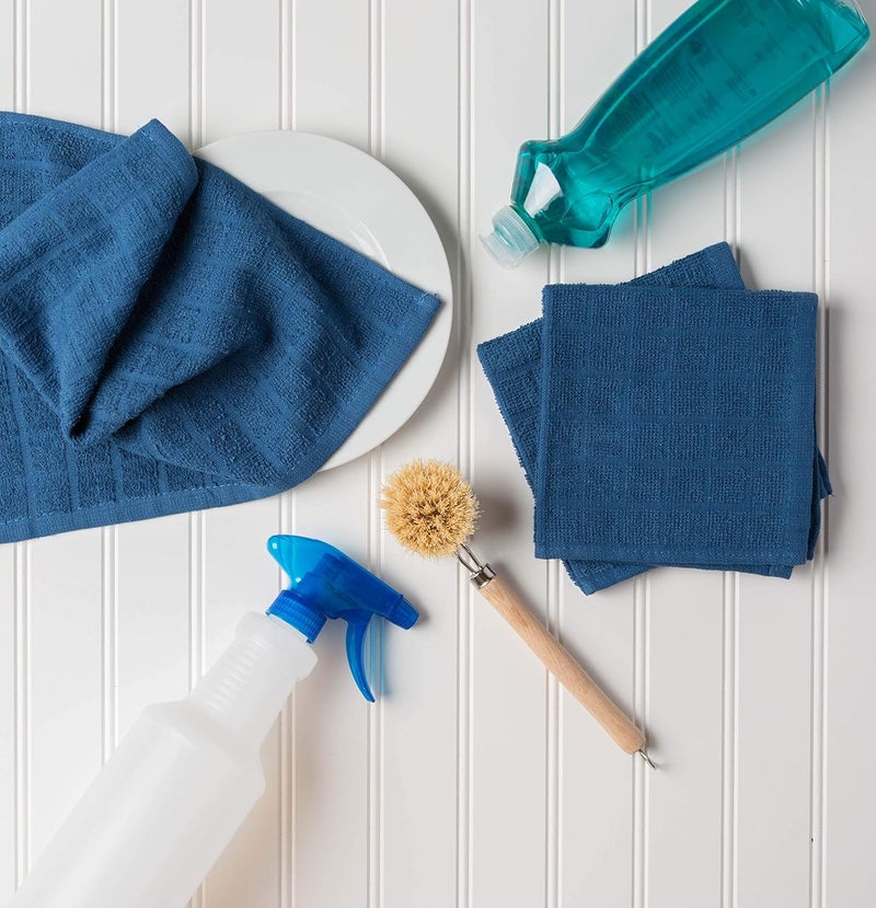 DII Basic Terry Collection Solid Windowpane Dishcloth Set, 12x12, Blue, 6 Piece - Image 5