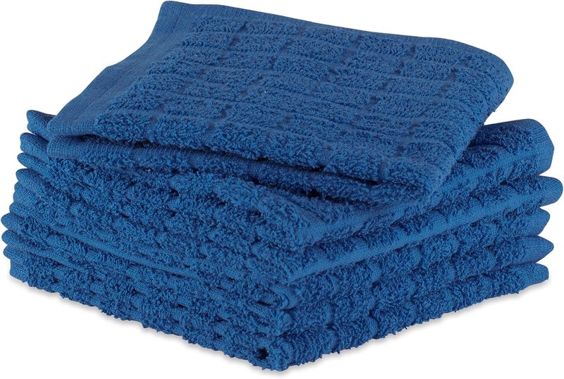 DII Basic Terry Collection Solid Windowpane Dishcloth Set, 12x12, Blue, 6 Piece - Image 2