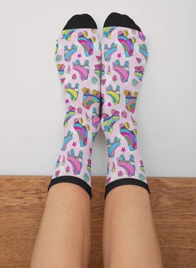 ياتيه جوارب Yaateeh الملونة بتصميم أحذية التزلج، جوارب متوسطة الطول، جوارب رسمية، جوارب طويلة كاجوال للرجال والنساء والأولاد والبنات - Image 3