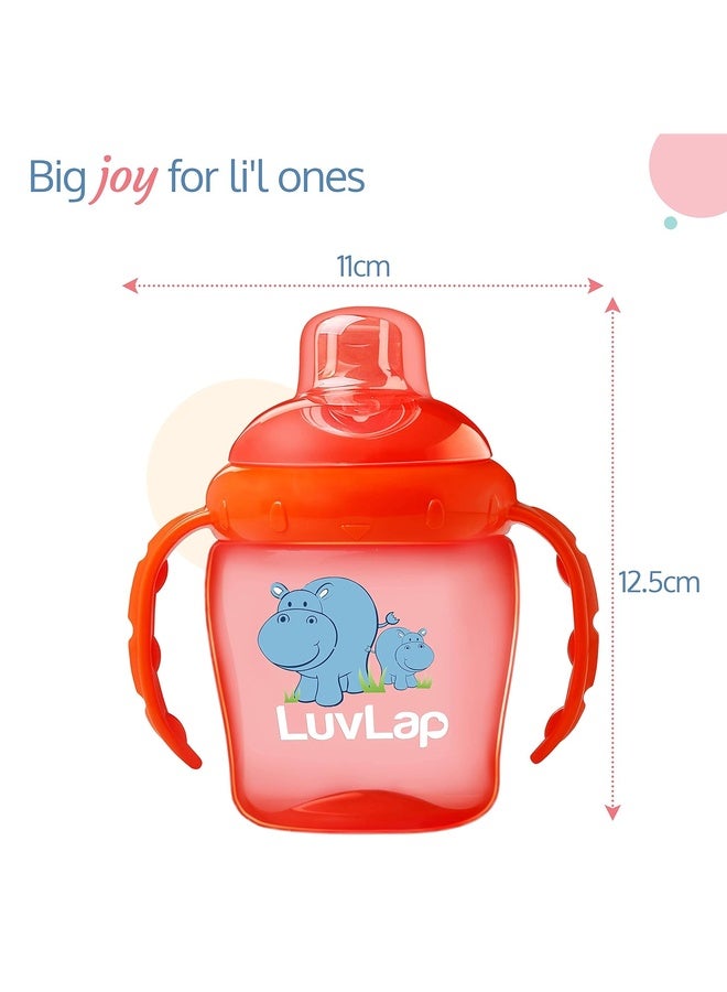 Luvlap Hippo Spout Sipper for Infant/Toddler, 225ml, Anti-Spill Sippy Cup with Soft Silicone Spout, BPA Free, Sipper with Handles, 6m+ (Orange) - Image 5