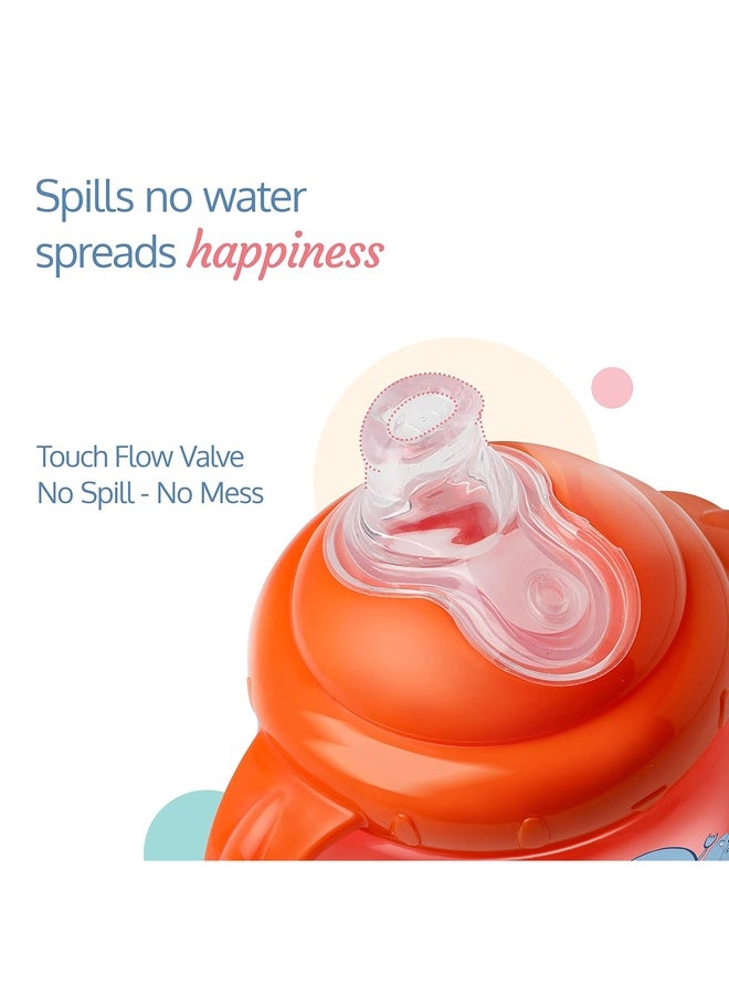 Luvlap Hippo Spout Sipper for Infant/Toddler, 225ml, Anti-Spill Sippy Cup with Soft Silicone Spout, BPA Free, Sipper with Handles, 6m+ (Orange) - Image 3