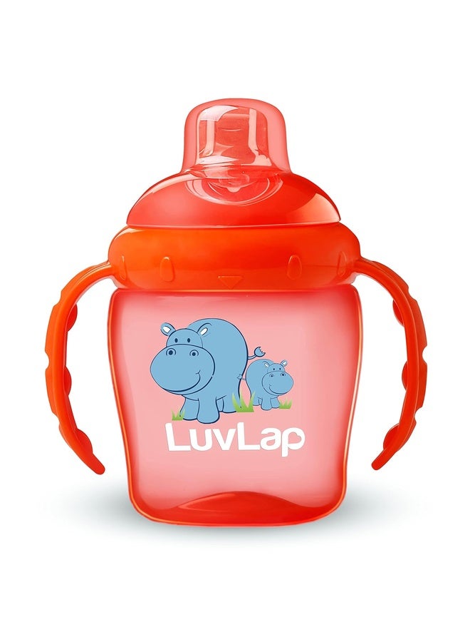 Luvlap Hippo Spout Sipper for Infant/Toddler, 225ml, Anti-Spill Sippy Cup with Soft Silicone Spout, BPA Free, Sipper with Handles, 6m+ (Orange) - Image 1