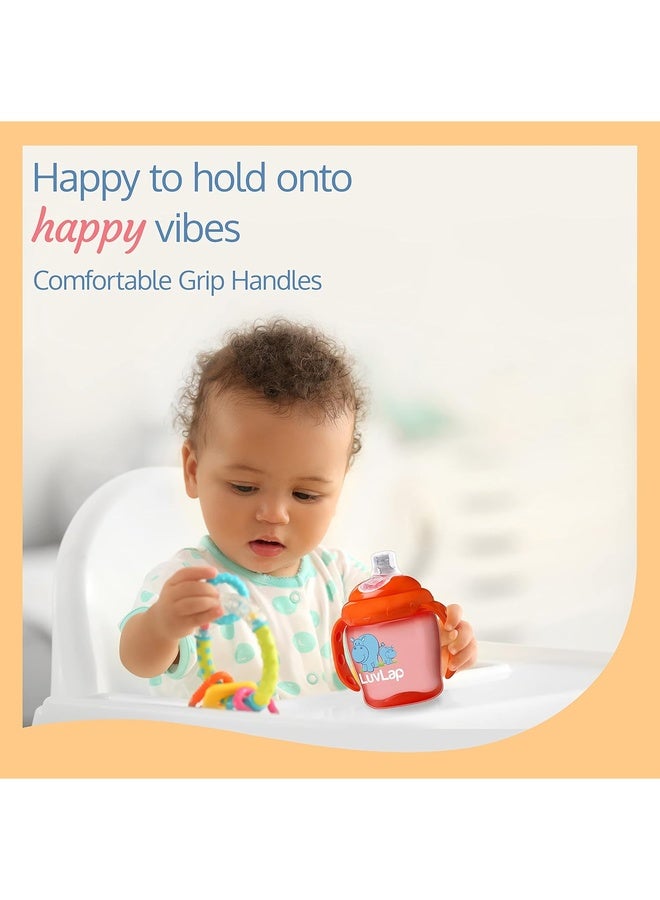 Luvlap Hippo Spout Sipper for Infant/Toddler, 225ml, Anti-Spill Sippy Cup with Soft Silicone Spout, BPA Free, Sipper with Handles, 6m+ (Orange) - Image 4