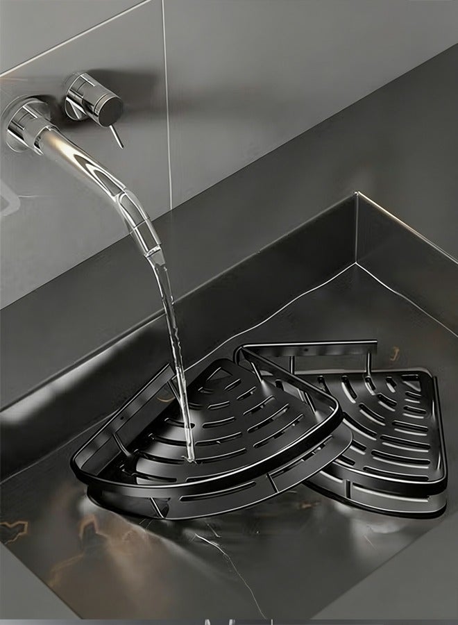 لوكيبا رف دش بدون حفر للركن، عبوة من 1 منظم حمام، رف حمام ذاتي اللصق، رف حمام مقاوم للصدأ مع 4 علاقات، رف زاوية الدش، سلة دش بدون حفر - Image 5