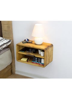 Craftware Craftware Wooden Wood Floating Nightstand Teak Finish Modern Bed Side Table Imperial Teak Polish Clasic Bed Side nightstand Shelf Organize Storage for Home Decor  - Image 2