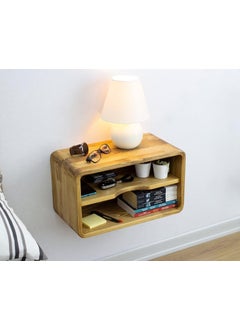 Craftware Craftware Wooden Wood Floating Nightstand Teak Finish Modern Bed Side Table Imperial Teak Polish Clasic Bed Side nightstand Shelf Organize Storage for Home Decor  - Image 3