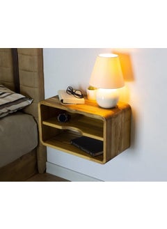 Craftware Craftware Wooden Wood Floating Nightstand Teak Finish Modern Bed Side Table Imperial Teak Polish Clasic Bed Side nightstand Shelf Organize Storage for Home Decor  - Image 1