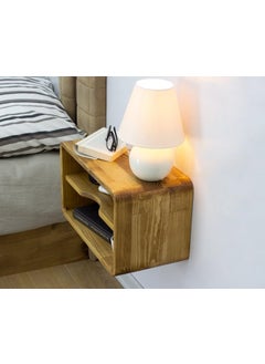 Craftware Craftware Wooden Wood Floating Nightstand Teak Finish Modern Bed Side Table Imperial Teak Polish Clasic Bed Side nightstand Shelf Organize Storage for Home Decor  - Image 4
