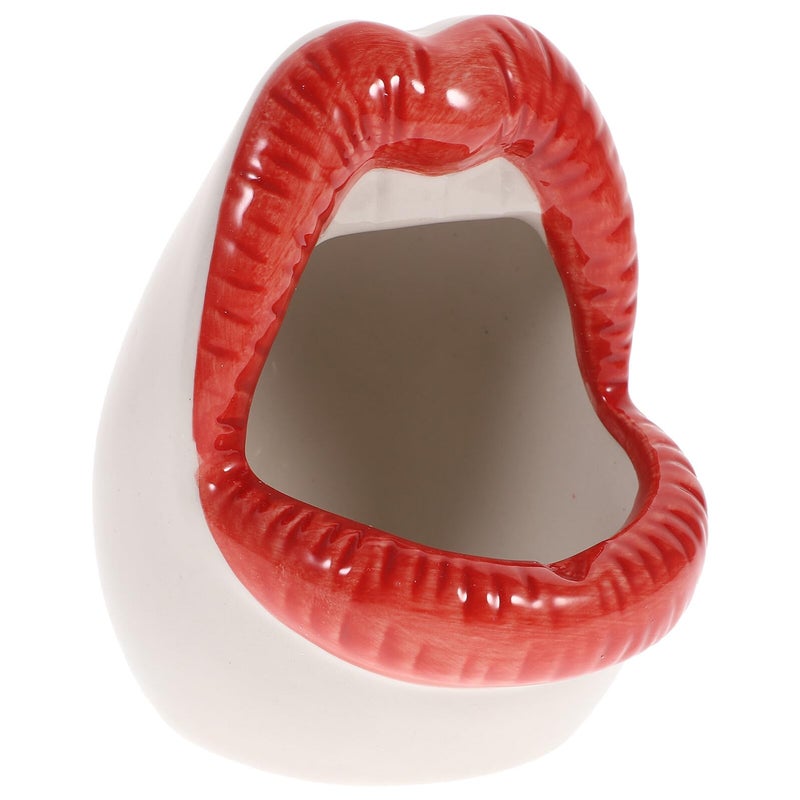 منفضة سيجار خزفية إبداعية حمراء فم كبير حامل دخان للاستخدام الداخلي والخارجي في المنزل والمكتب - Image 2