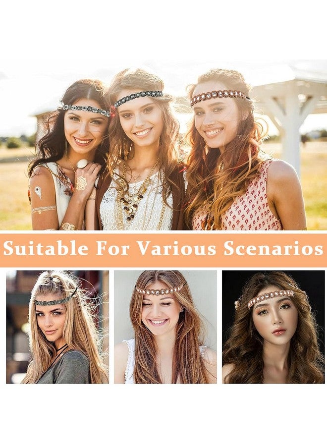 PALAY¬Æ 2pcs Beaded Headband for Women, Crystal Rhinestone Elastic Hair Bands Fashion Handmade Headband for Girls Ladies Gift - Image 5