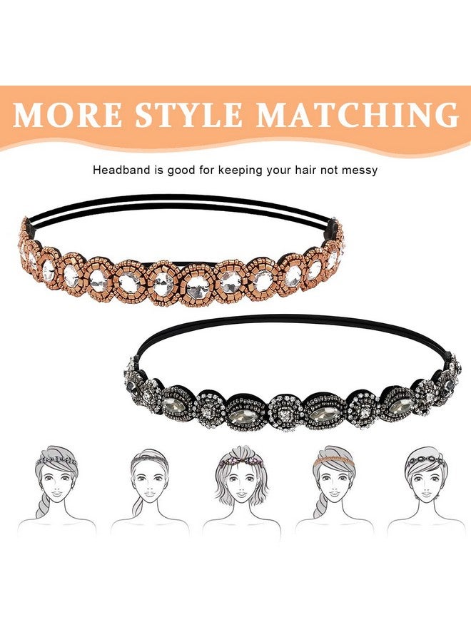 PALAY¬Æ 2pcs Beaded Headband for Women, Crystal Rhinestone Elastic Hair Bands Fashion Handmade Headband for Girls Ladies Gift - Image 4