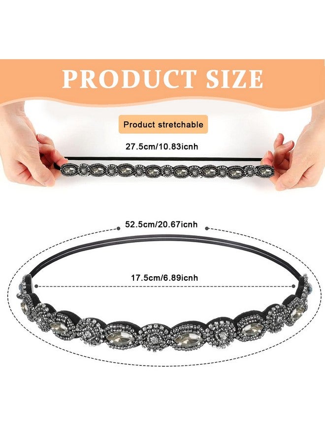 PALAY¬Æ 2pcs Beaded Headband for Women, Crystal Rhinestone Elastic Hair Bands Fashion Handmade Headband for Girls Ladies Gift - Image 2