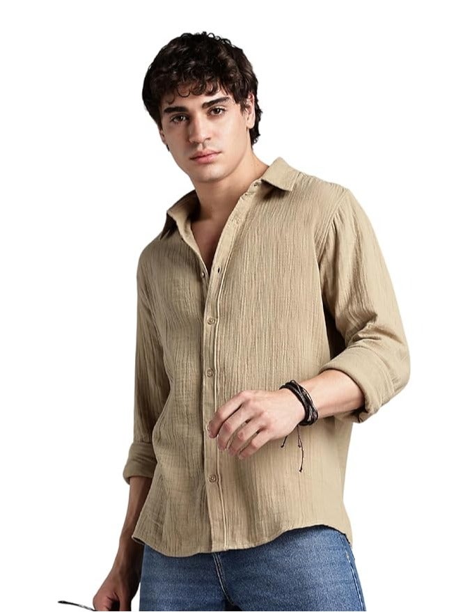 fyltr قميص الرجال بلون قطني 100٪ بلون موحد - بأكمام كاملة | القمصان الكاجوال للرجال | قمصان للمكتب | مريحة وناعمة - Image 5