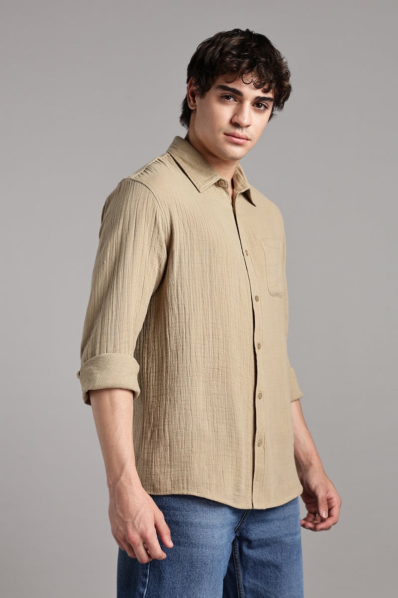 fyltr Men's 100% Cotton Solid Color Textured Shirt - Full Sleeves | Casual Shirts for Men | Comfortable & Soft | Stylish Shirt - Image 5