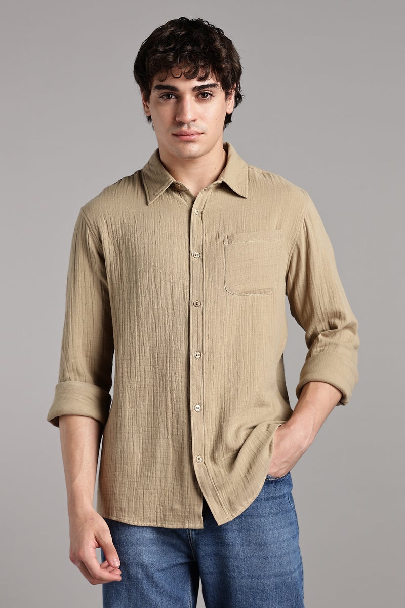 fyltr Men's 100% Cotton Solid Color Textured Shirt - Full Sleeves | Casual Shirts for Men | Comfortable & Soft | Stylish Shirt - Image 3